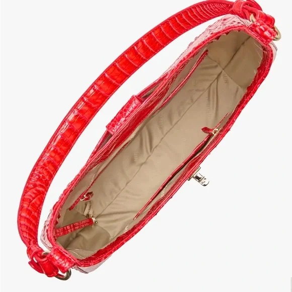 BNWT Brahmin Red (Sriracha))Croc-Embossed Shoulder Bag